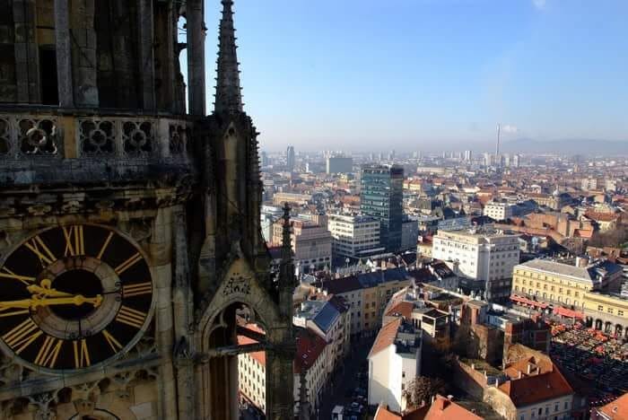 Panorama. Pogled na Zagreb s tornja Zagrebačke katedrale 2019. godine
